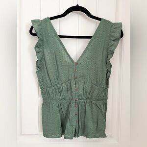 OLD NAVY- Green Sleeveless Button-Down Blouse